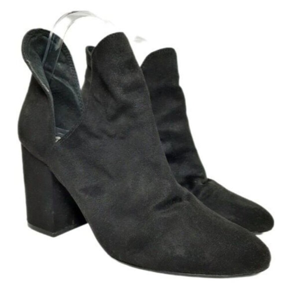 Steve Madden Black Suede Block Heel Ankle Boots